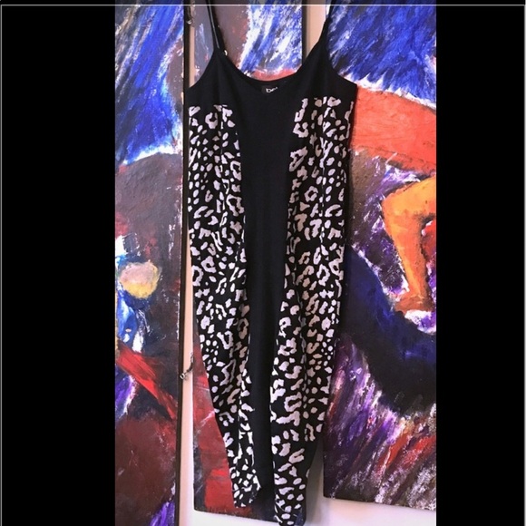Black and Gray Fitted Leopard Print Dress - Picture 4 of 6